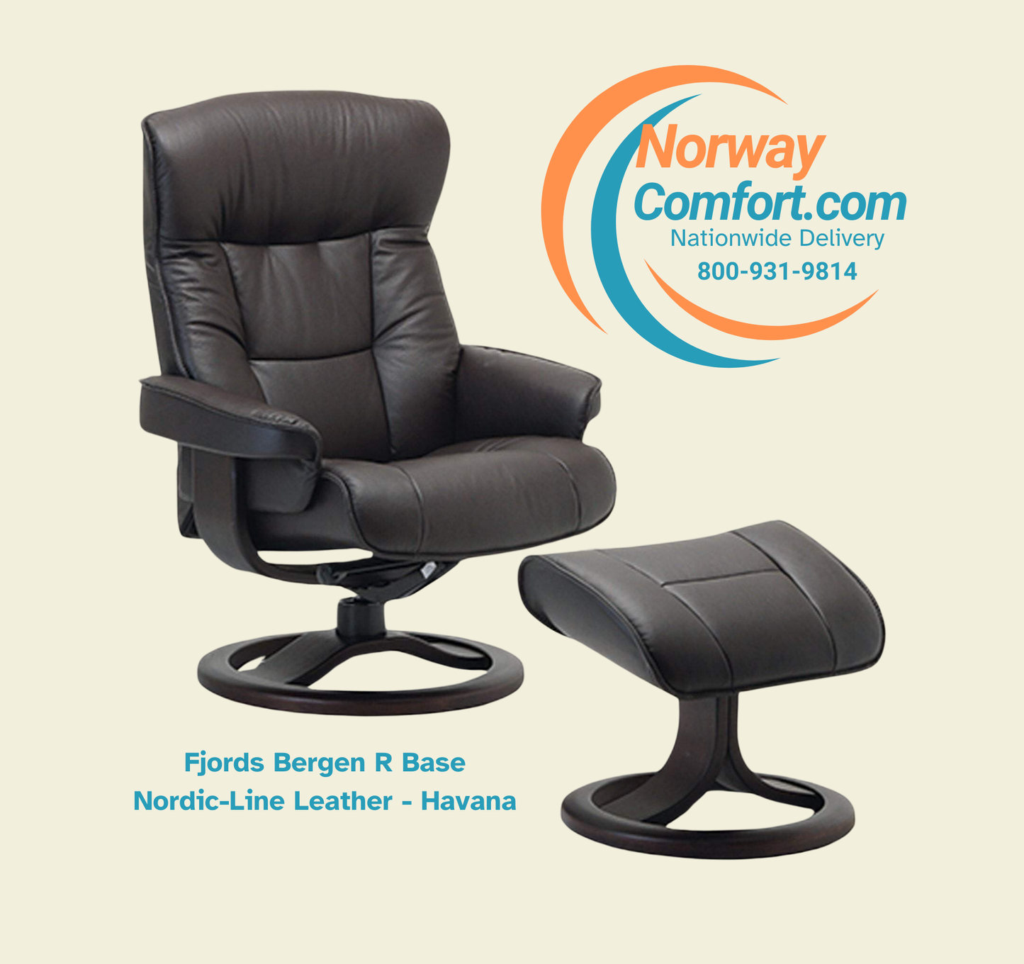 Fjords Bergen Recliner R-Base w/ottoman