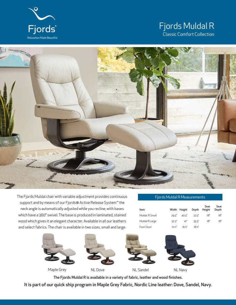 Fjords Muldal Recliner R-Base w/ottoman
